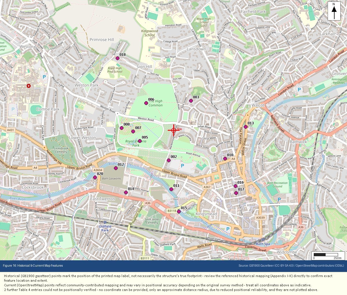 Historical and current map features cross-referenced from GB1900 gazetteer and OpenStreetMap, Bath